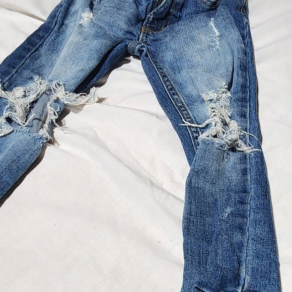 By Gosh Girls Embroidered Jeans – Size 3T – Floral Patchwork & Distressed Detail - Picture 3 of 13